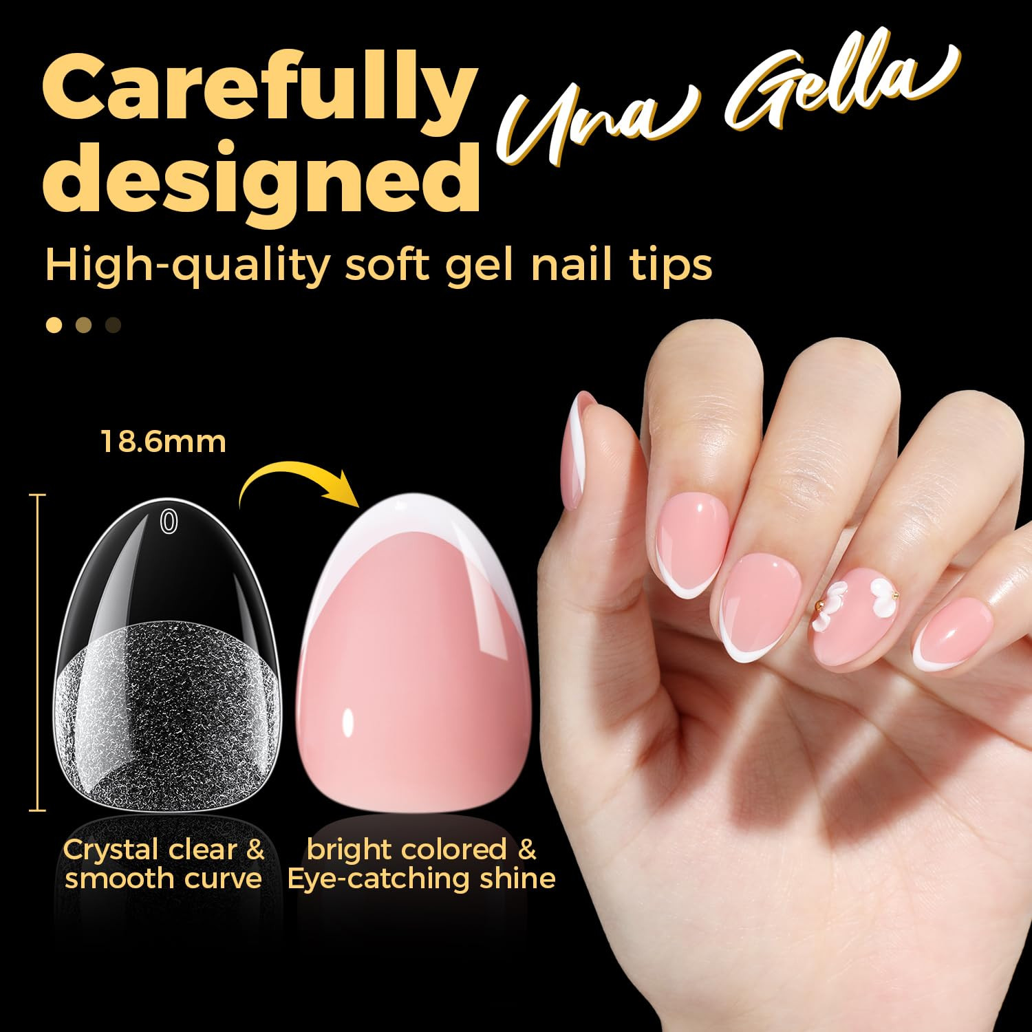 Extra Short Almond Gel Nail Tips, 216 Pcs Pre-Shape XS Almond Nail Tips Full Cov
