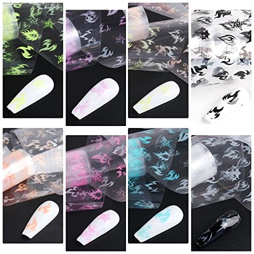 10 Rolls Flame Nail Foil Holographic Nail Art Foil Colorful Nail Flame Style
