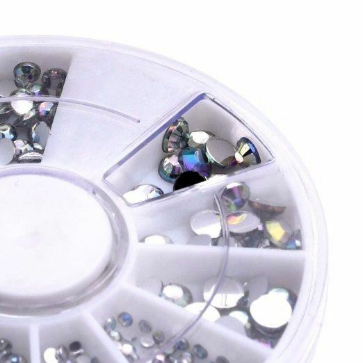 3D Acrylic 400 Pcs Nail Art Tips Gems Crystal Rhinestones DIY Decoration Wheel