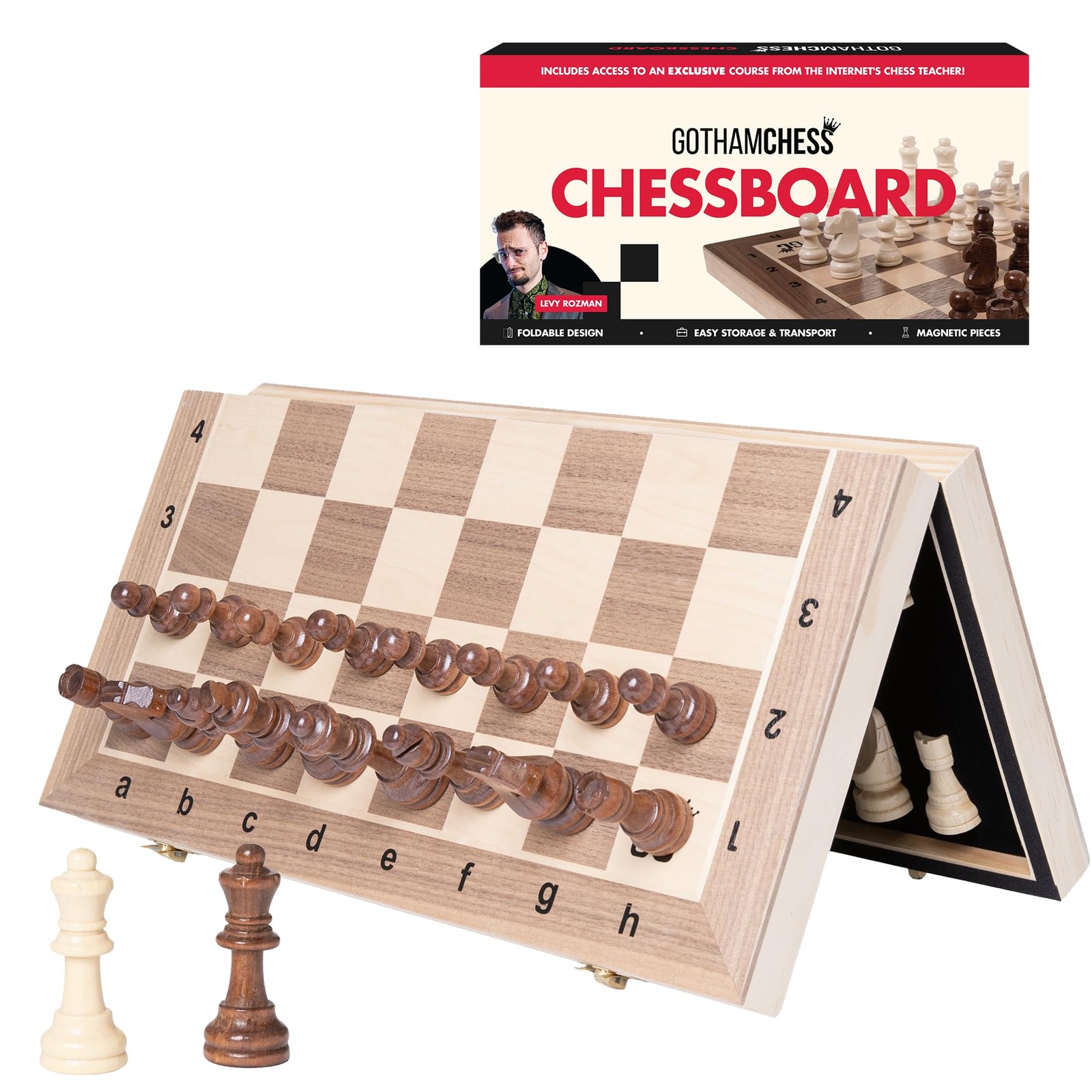 GothamChess Board | Foldable & Portable, Magnetic 15.5 inches x