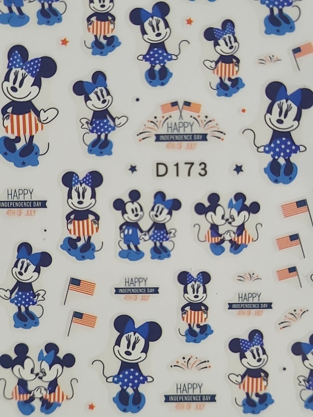 Mickey Mouse 4th of July Nail Art Stickers