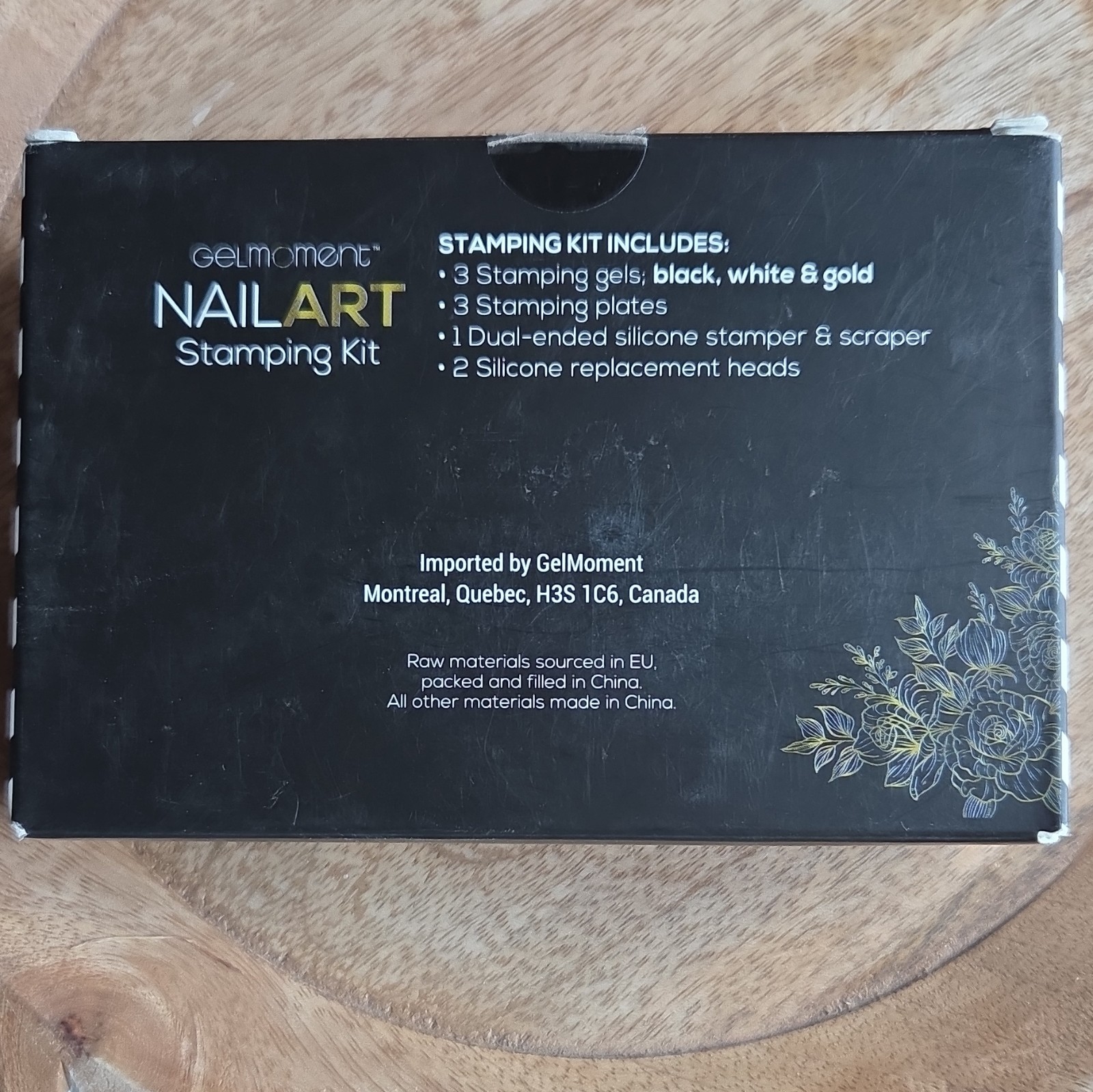Gelmoment Nail Art Stamping Kit Floral Theme, Black/White/Gold