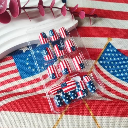 American Flag 5 Acrylic False Nails for Independence Day – 4th of July