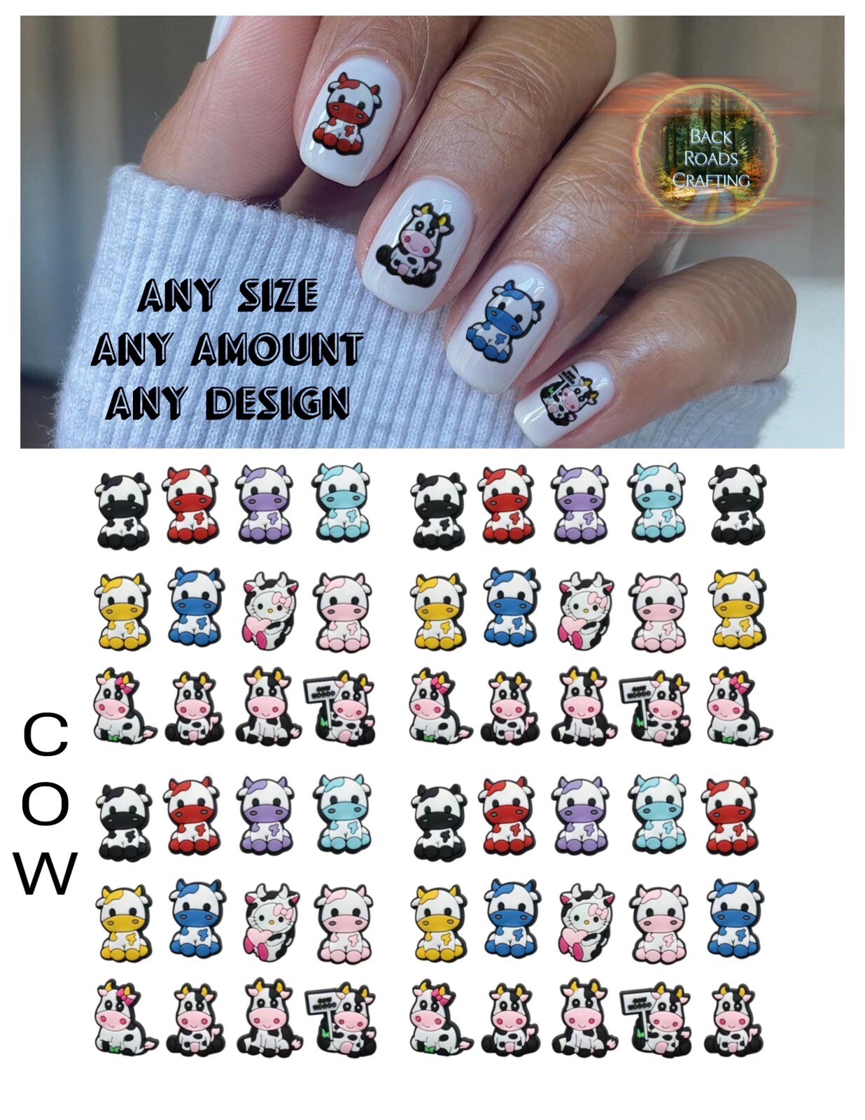 Cows Waterslide Nail Art Decals Set Of 50 Instructions And Bonus