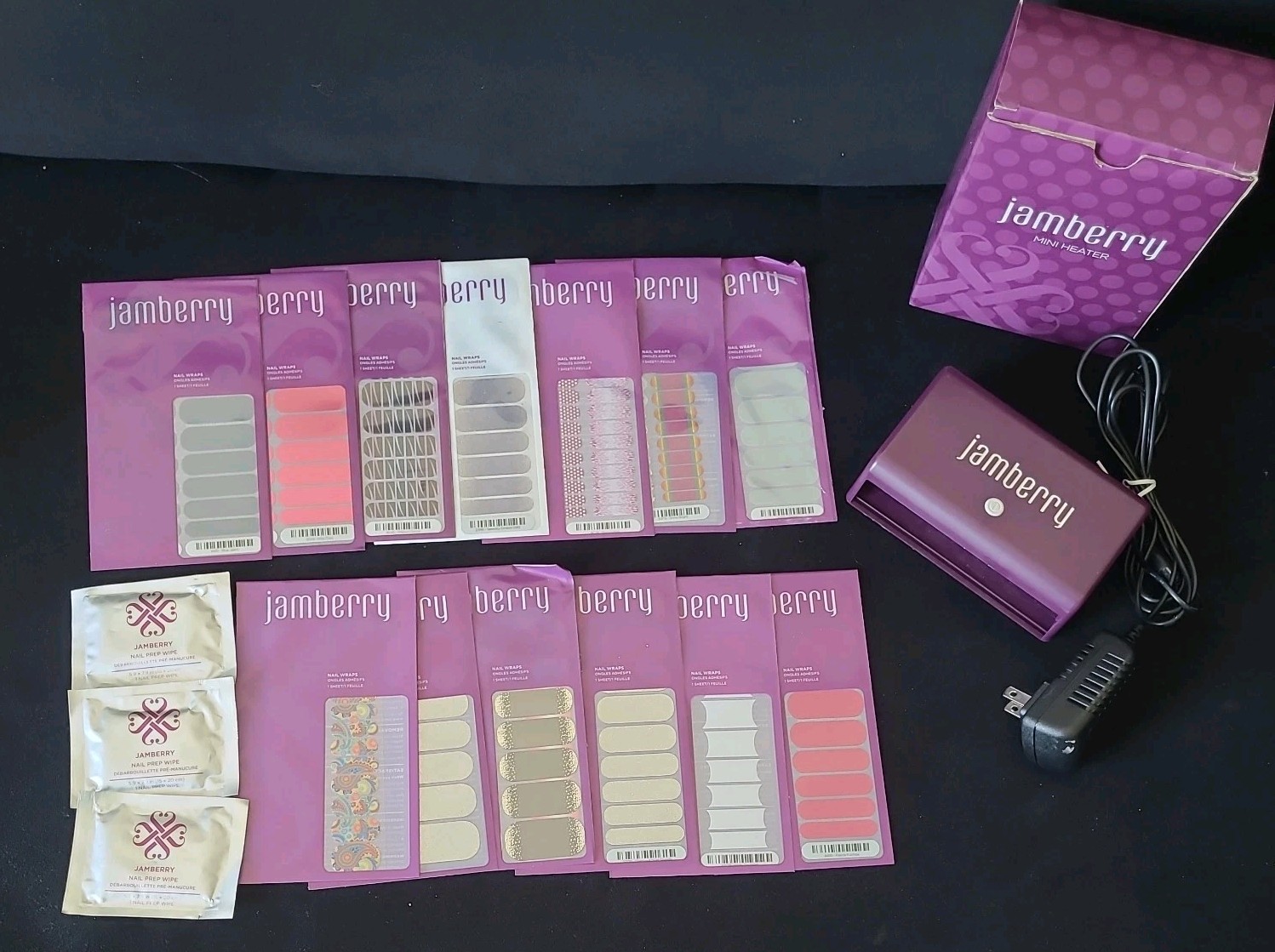 JamBerry Mini Heater And 13 Sets Of Nail Wraps Mixed Lot * READ*
