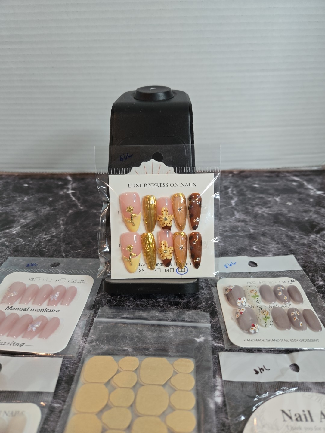 Lot of 5 Sets Handmade Press on Nails Various Styles and Lengths Size Large