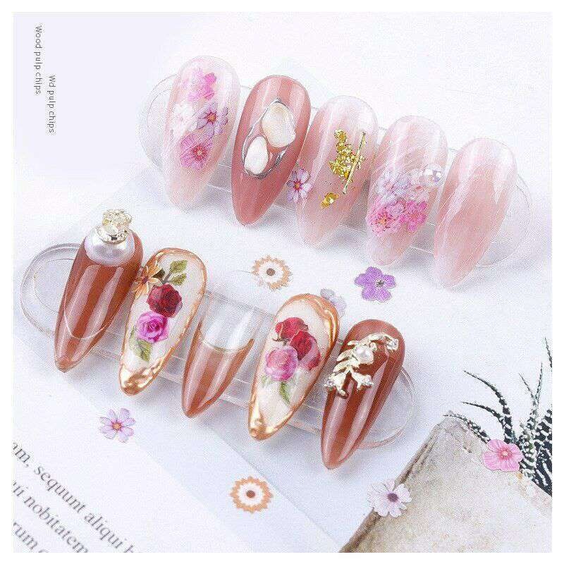Nail Art Slice Flakes 50Pcs Decor Decoration Summer Flowers Gel Nail Polish Tips