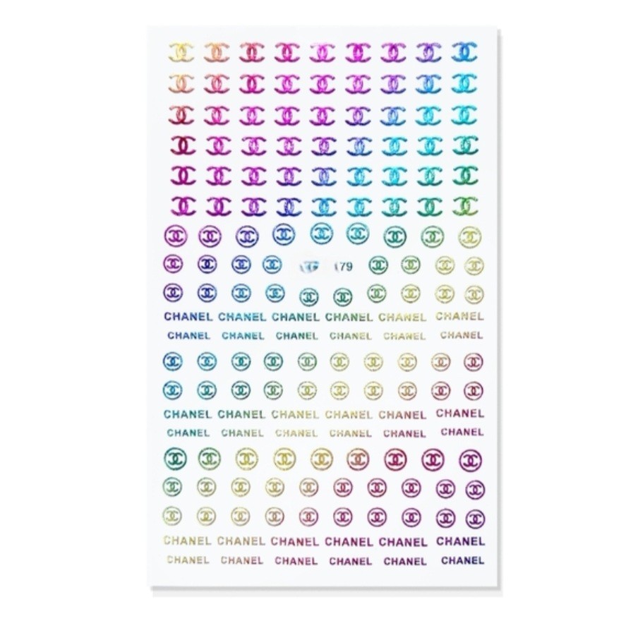 NWT NAIL ART DESIGN SELF-SEAL STICKERS HOLOGRAPHIC RAINBOW N°179!