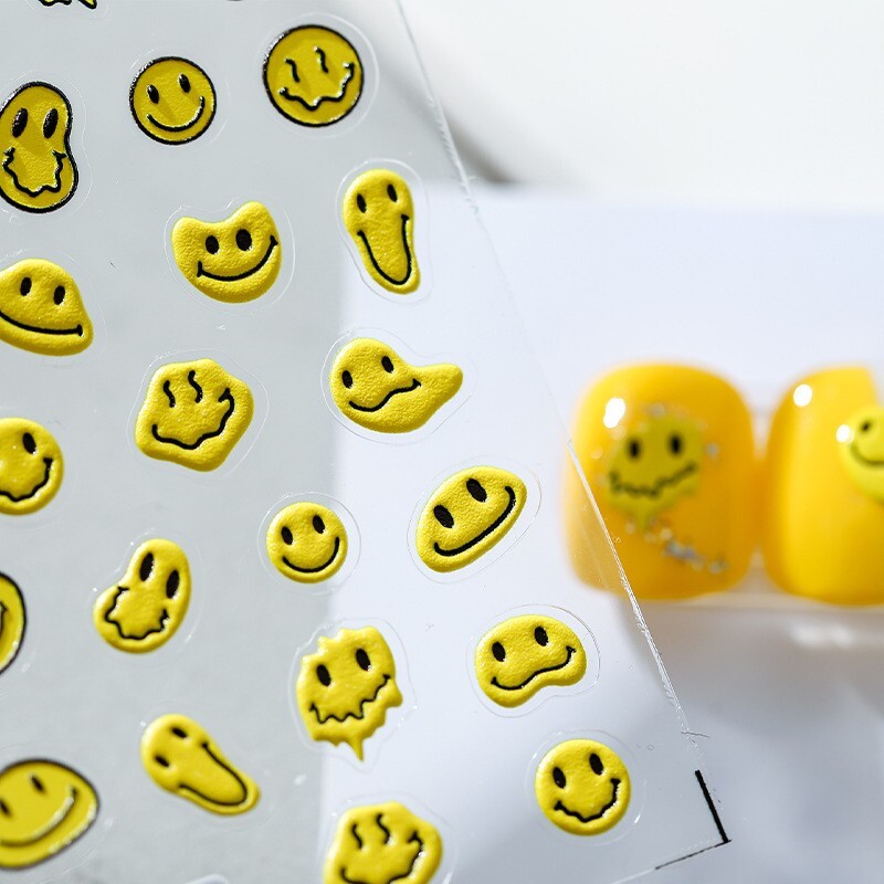 5D Melting Glitch Smiley Nail Decal, Cute Emoji Nail Decals, Meme Nails Art(122)