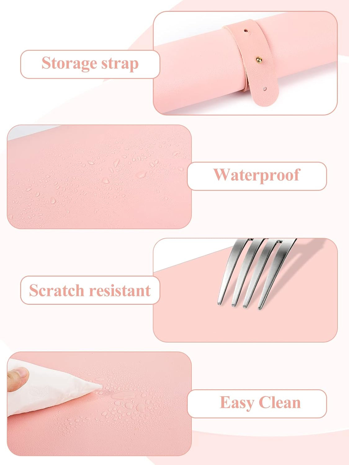 (MAT ONLY) Pink Nail Art Table Mat, Foldable Nail Art Hand Rest Pad for Nail Arm