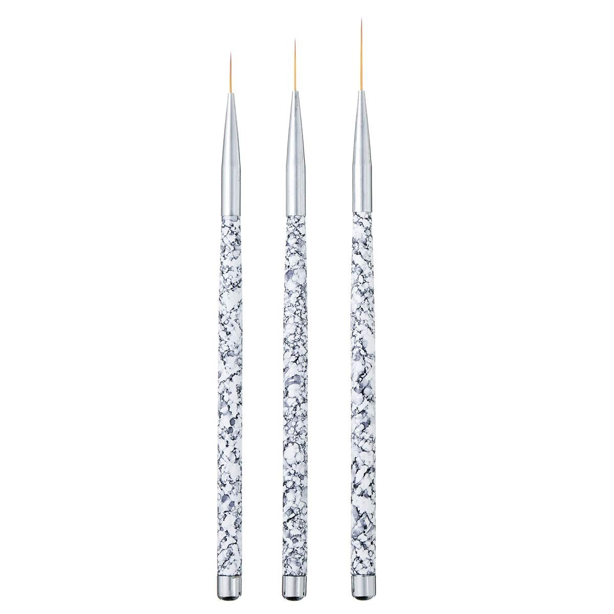Marble Handle Nail Art Liner Brushes Set – Perfect for Short Strokes & Details