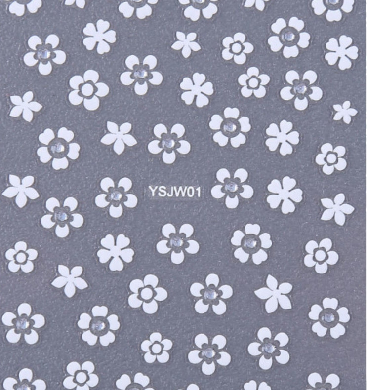 10Sheets Nail Art Sticker Decal Pure White Daisy Flower Lace Slider Manicure NH9