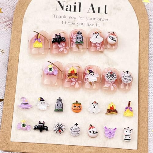 100Pcs Halloween Nail Art Charms Multi Shapes Colors 3D Pumpkin Halloween-5