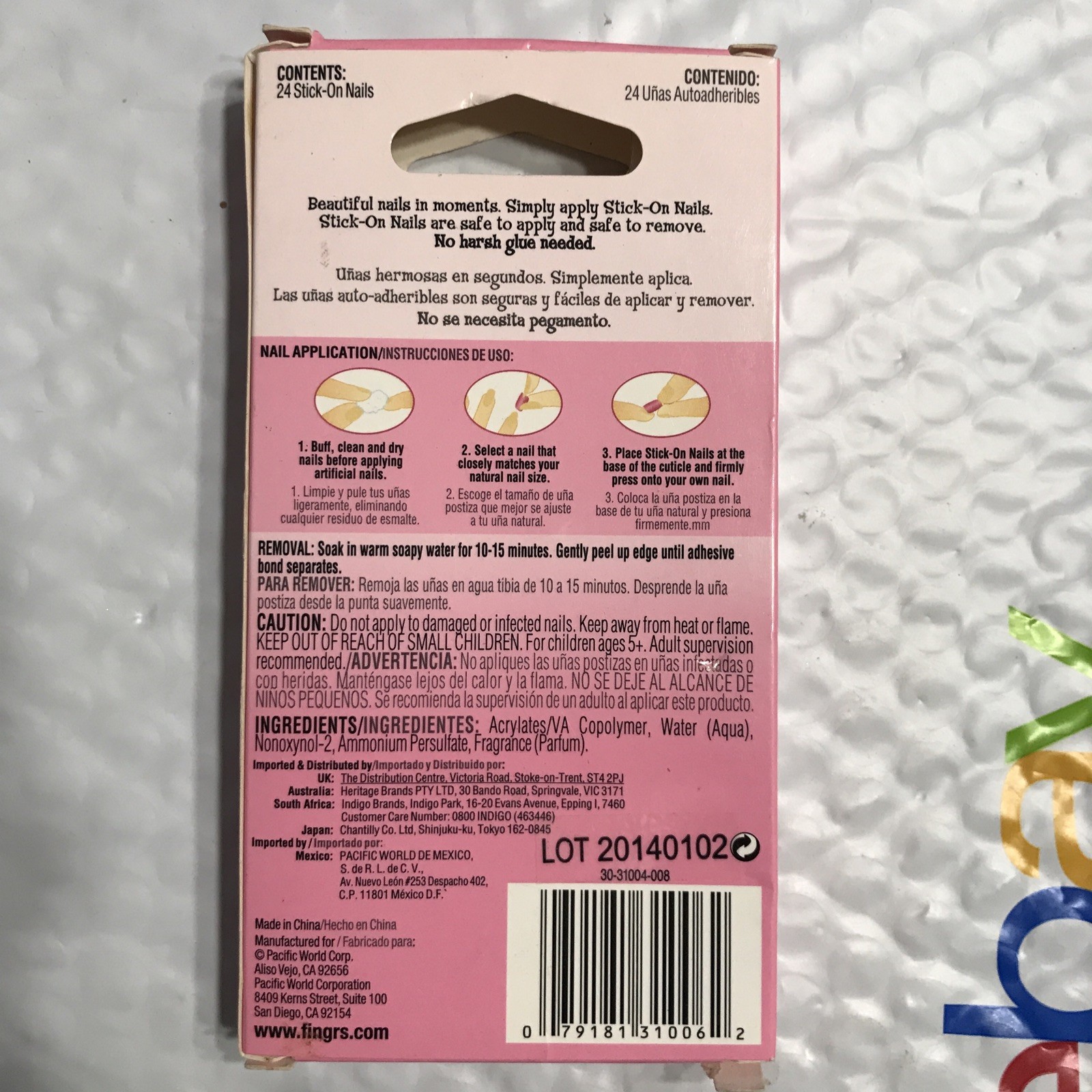 FING’RS Girlie Nails 31006 / 24 Stick-On Nails NIB unsealed