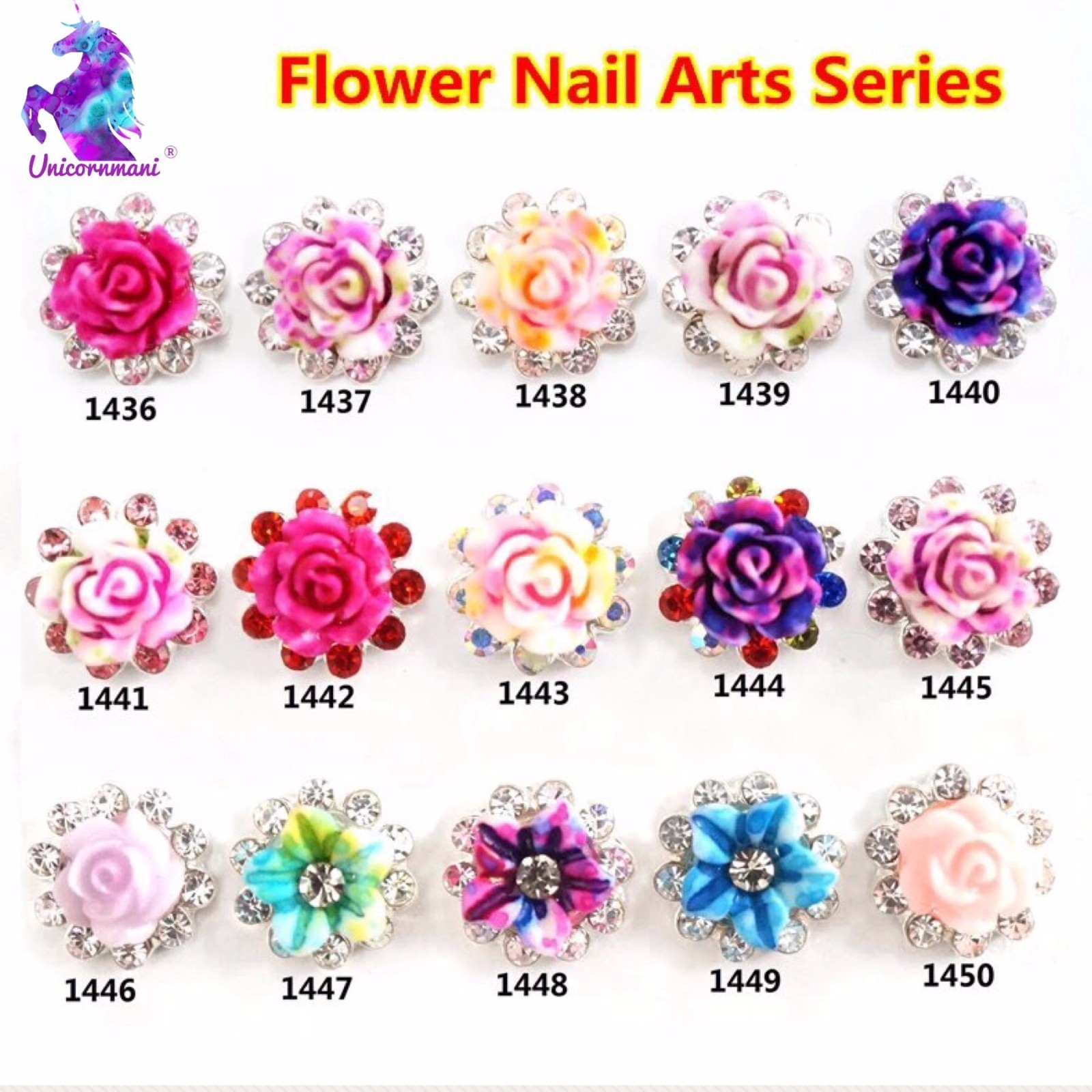 RESIN FLOWERS CRYSTAL RHINESTONES NAIL ART DECORATION 3D CHARM GEMS ACRYLIC STUD