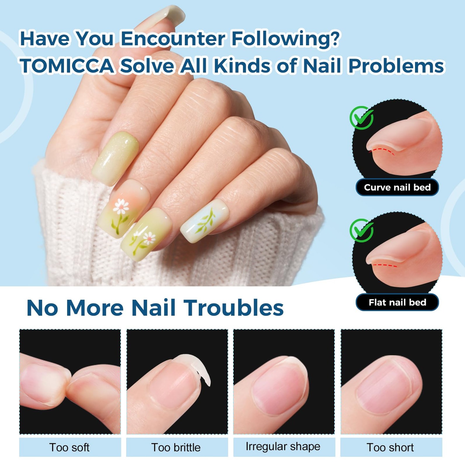 Short Square Nail Tips 510Pcs 15 Sizes, Soft Acrylic Gel Nails