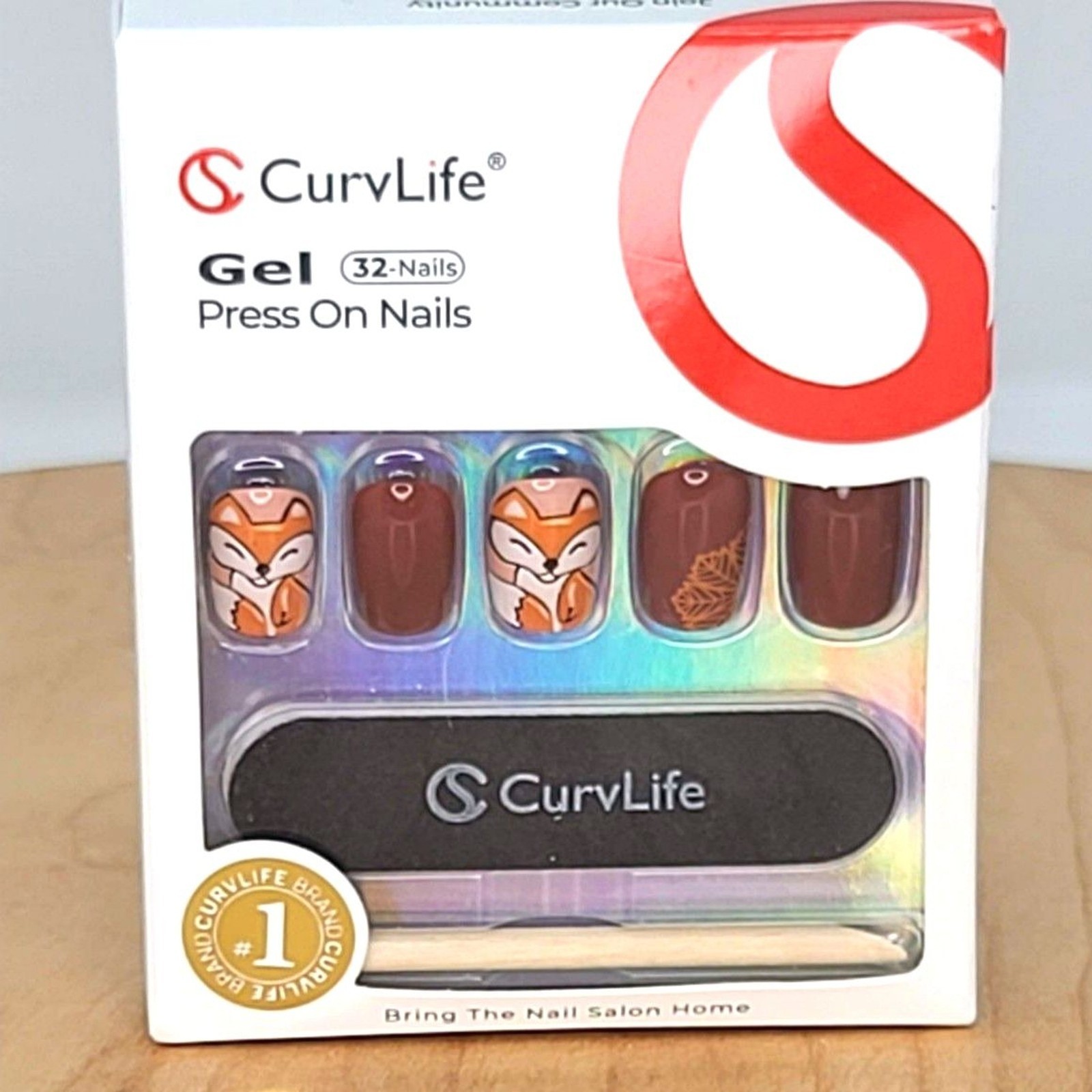 CurvLife Fox Foliage Soft Gel Press-On Nails Kit 32 Nails New In Box