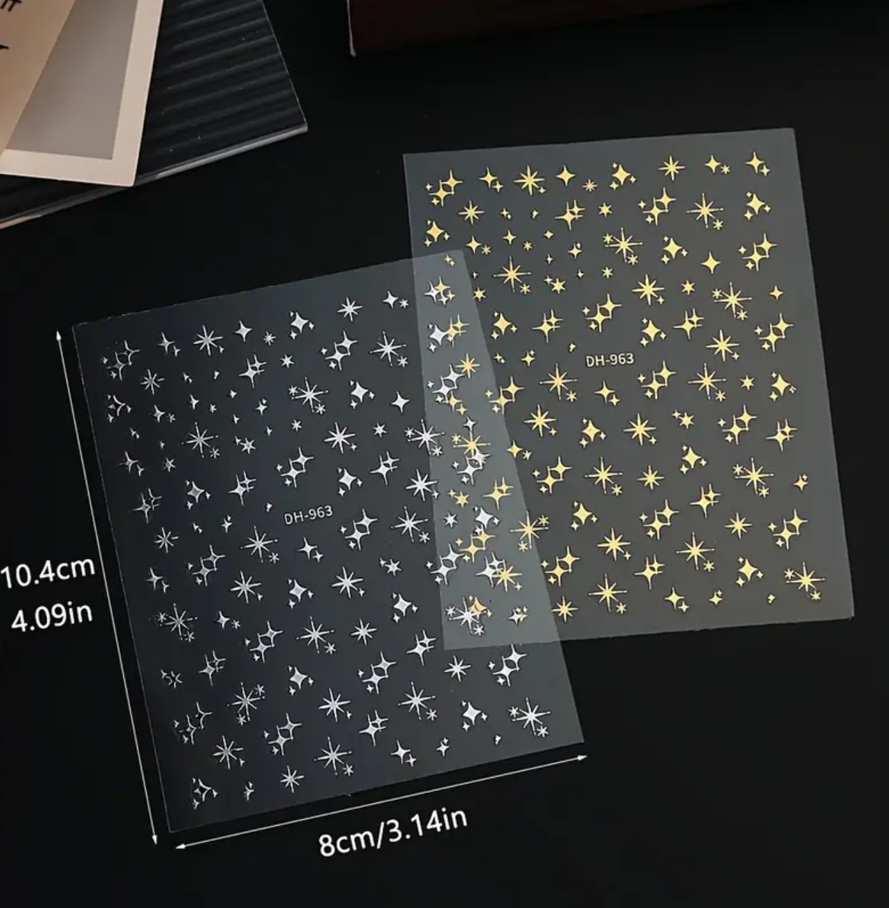 Nail Art Stickers Sparkle Celestial Star SILVER GOLD METALLIC CHRISTMAS DH-963