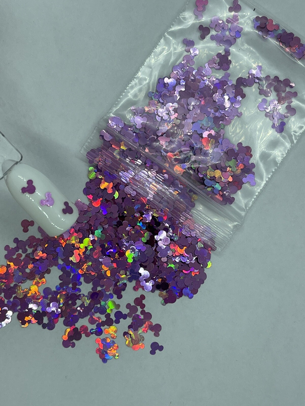 Holographic Pink Purple Mickey Mouse Glitter | 1 TSP | Gel Nail Art & Acrylic