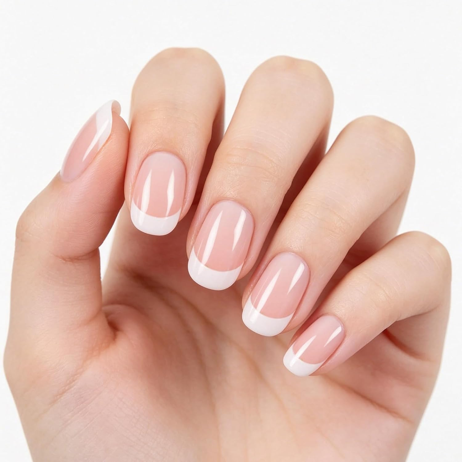 Press on Nails Glossy Dark Rose Pink False Nails Medium Length Squoval Nail Art