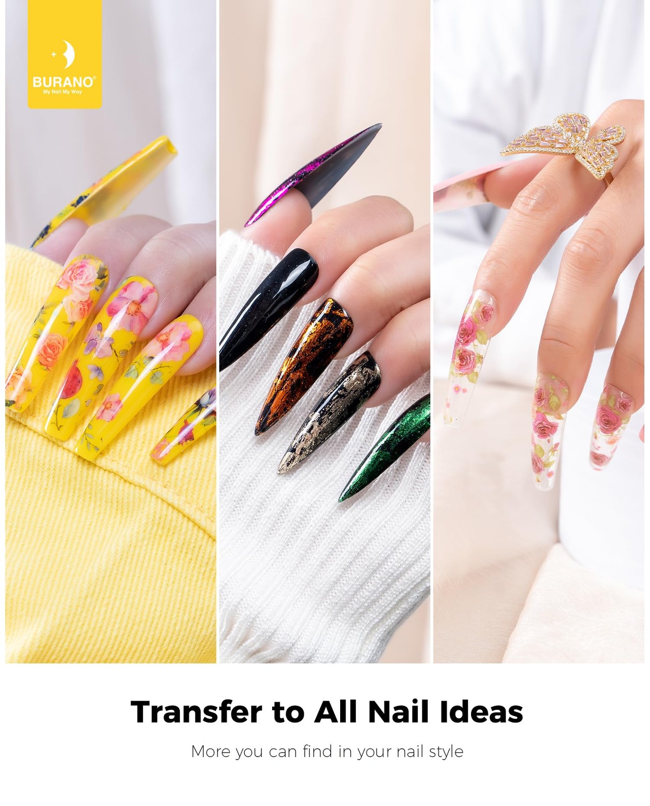 Nail Art Nail Foil Glue Gel, o.5 oz with 10PCS Foil Stickers Set Nail Foil Gl…