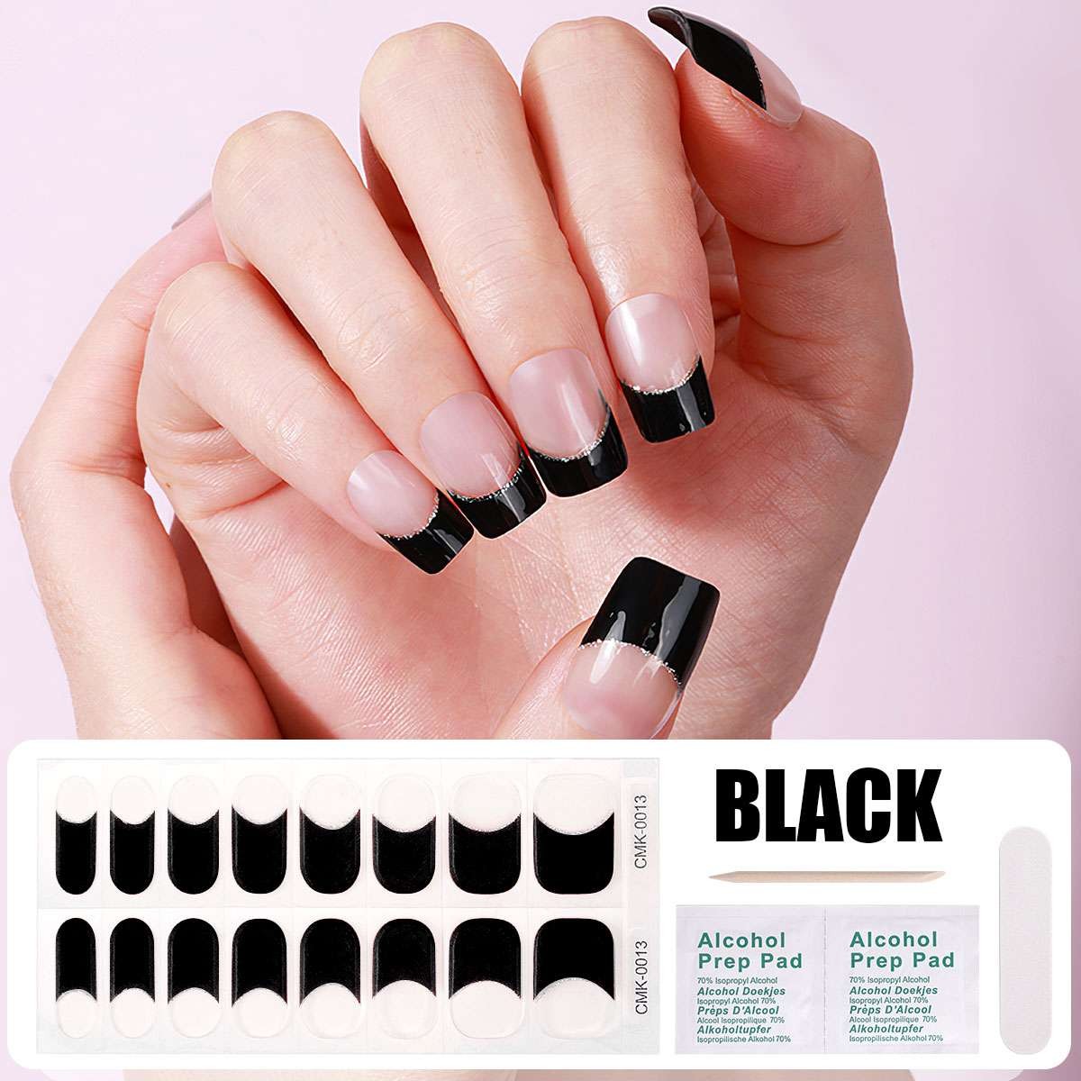 16pcs No Backing Gel Nail Stickers Full Nail Wraps Semi Cured Gel Nail Strips US