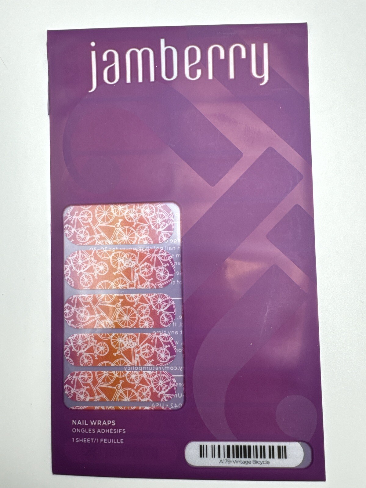 Jamberry Nail Wraps Vintage Bicycle Full Sheet (pink ombré/hobby)