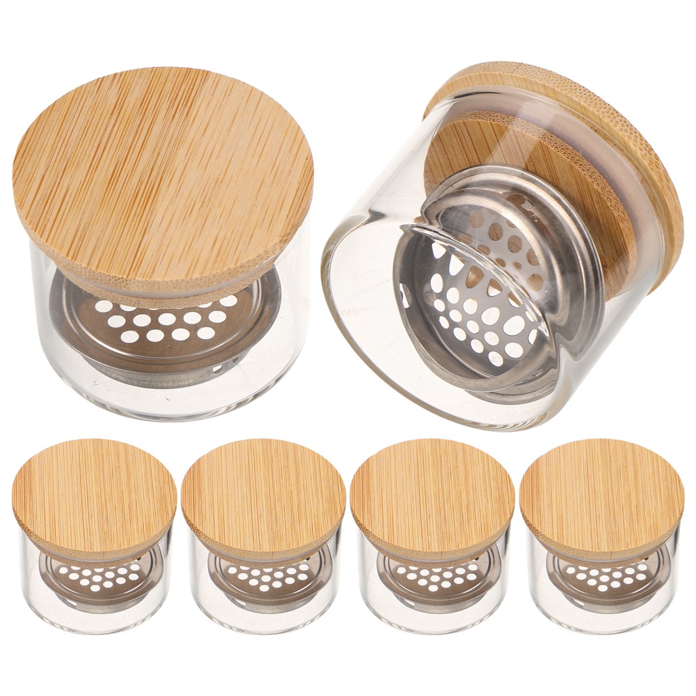 6PCS Nail Brushes Washing Cup – Dappen Dish with Lid and Mesh Layered Acrylic