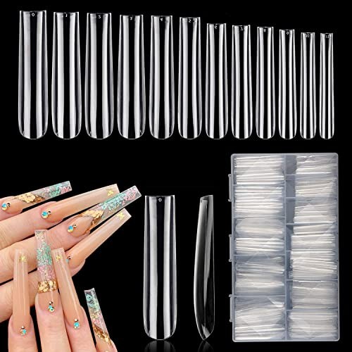 3XL Clear Full Cover Square Nail Tips for Acrylic Nails 504pcs with box
