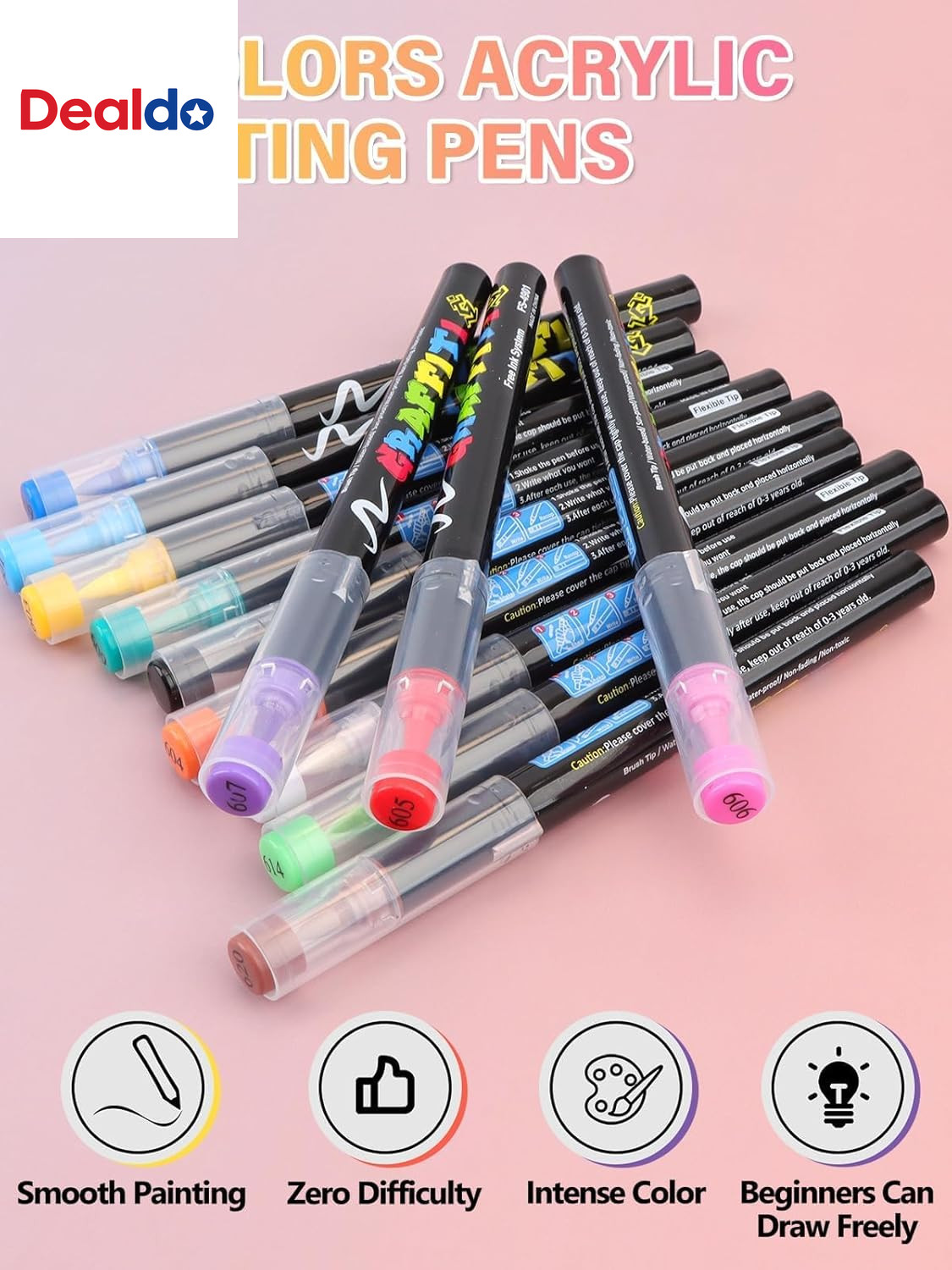Nail Art Pens Beauty Gift Set, 12 Colors Quick Drying Soft-Tip Nail Polish Pens