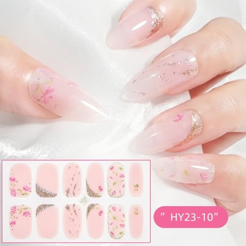 6Sheets Flower Gel Nail Stickers Self-Adhesive Spring Nail Strips Stickers -6