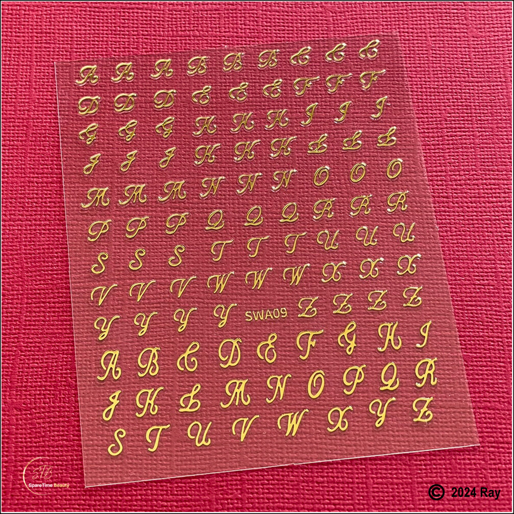 Cursive Handwriting 26 Letters English Latin Alphabet Uppercase Nail Stickers