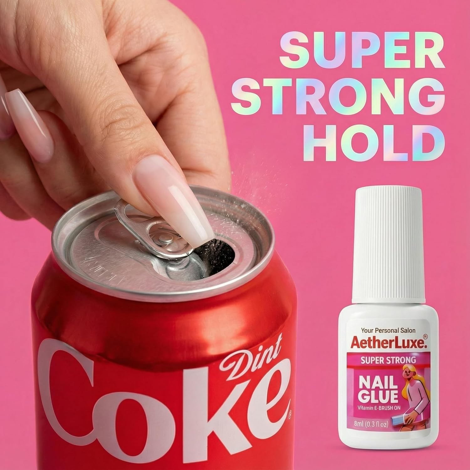 Super Strong Nail Glue for Press On Nails,5S Instant Dry,Up to 30 Days, 8ml