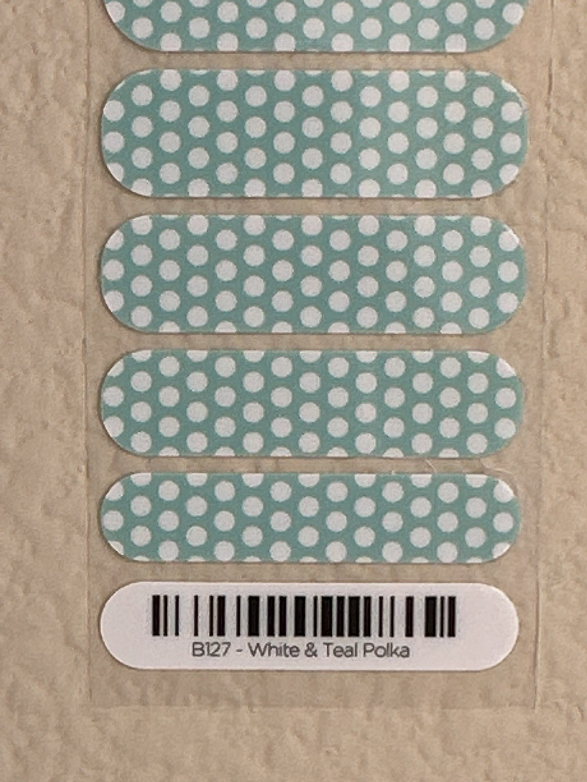 Jamberry Nail Wraps – Half Sheet – White & Teal Polka Dot