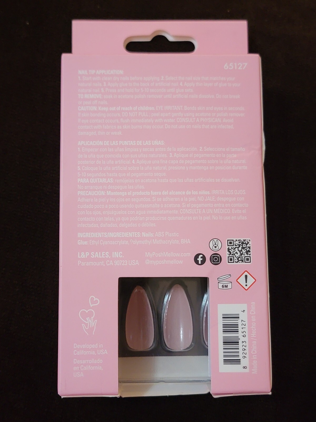 POSHMELLOW OPULENCE HIGH VELOCITY 24 NAILS GLUE INCLUDED pink Flirty Lies