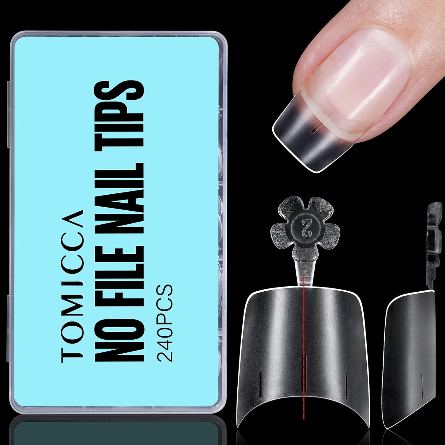 Short Square Nail Tips, 504Pcs Clear Press on Nails Square Full Cover Nail Tips