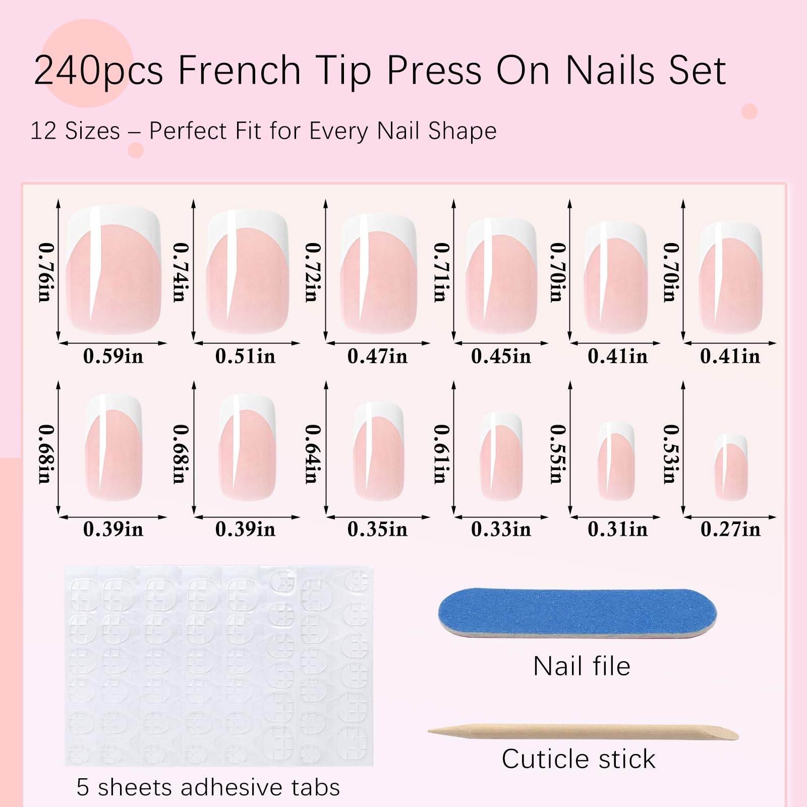 AddFavor 240pcs French Tip Press on Nails Short, Nude Pink – Short Square