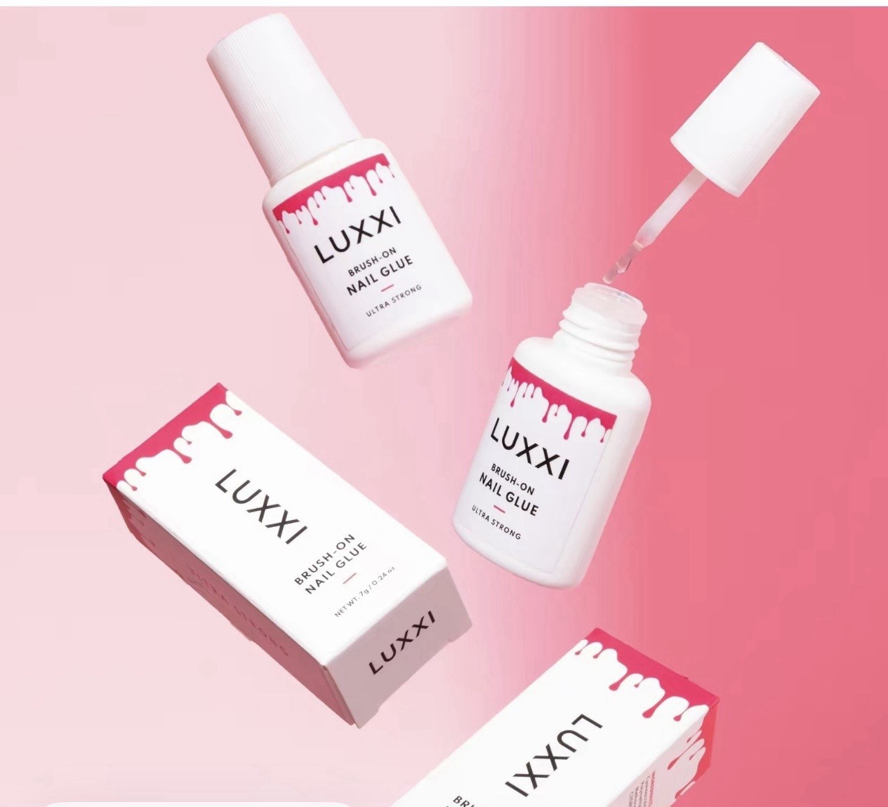LUXXI Brush-On Nail Glue Ultra Strong Quick-Drying Vegan Cruelty Free 7g