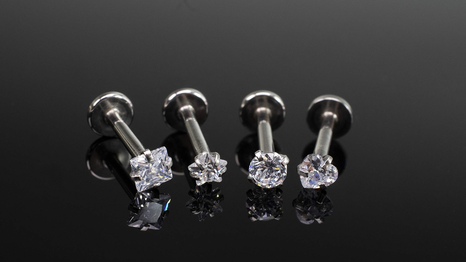 16G Love/Star/Square/Round Shape Clear CZ Labret Monroe Lip Ring Tragus Nail …