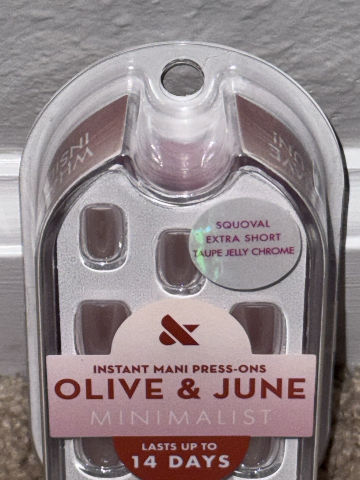 Olive and June Taupe Jelly Chrome Minimalist Instant Press-On Nails Extra Short