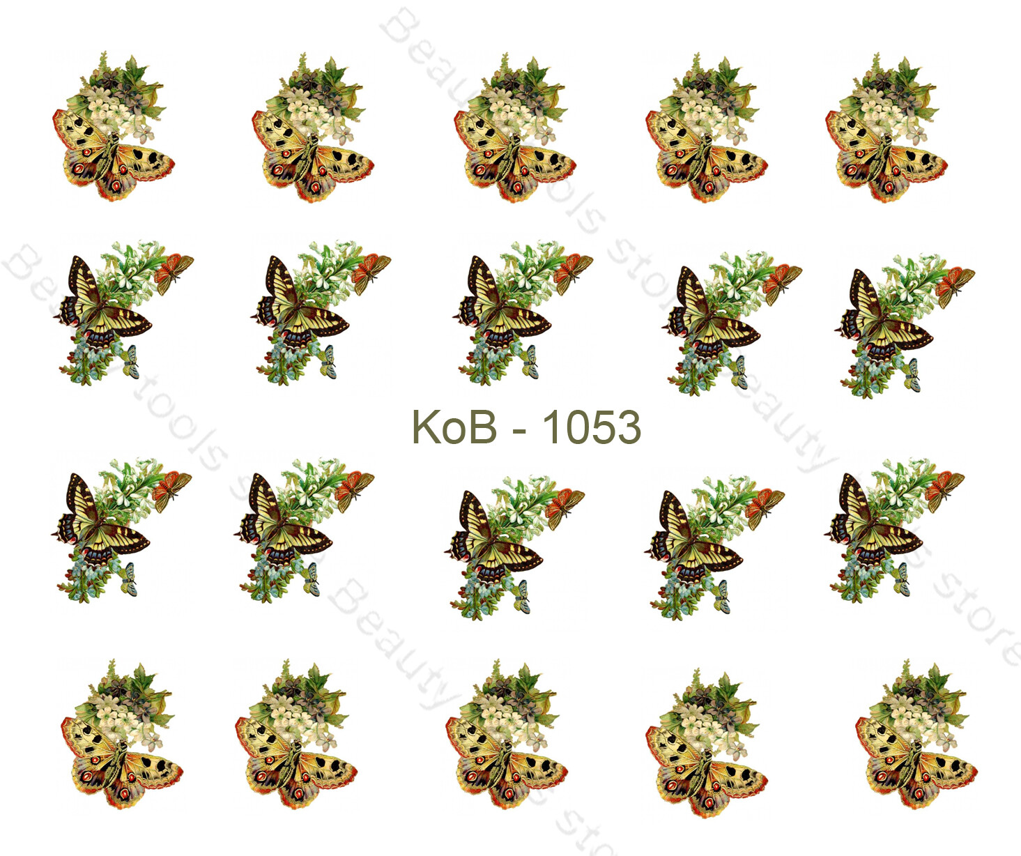 Nail Art Water Transfer Stickers Decal Pretty Flowers & Butterflies KoB-1053