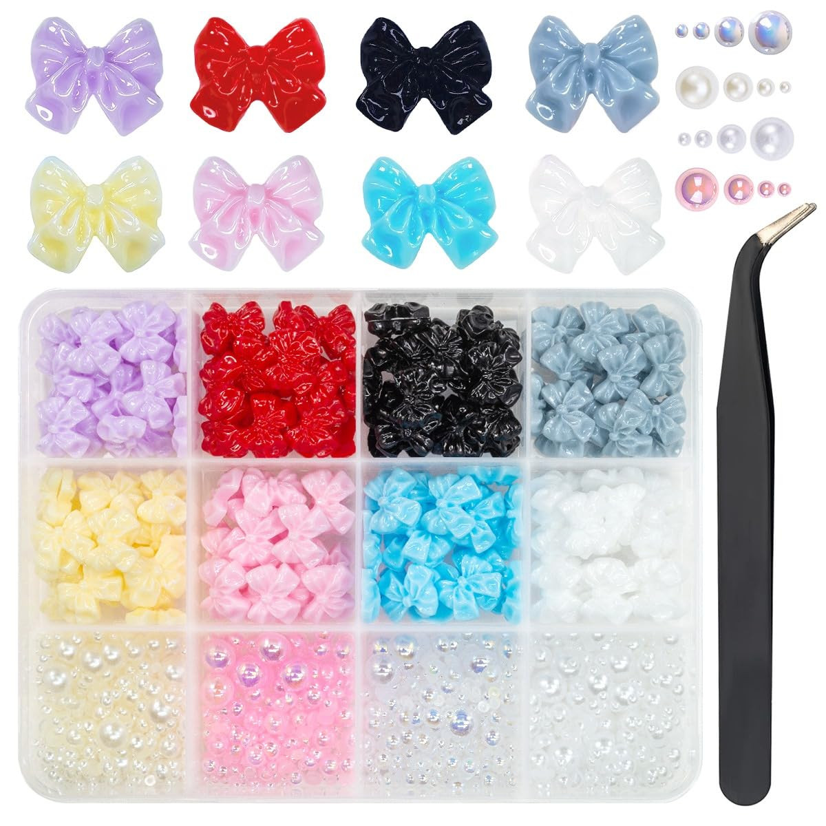 Style C Bows Nail Charms 3D Black White Pink 8 Color Bowknot Charms for Nails Cr
