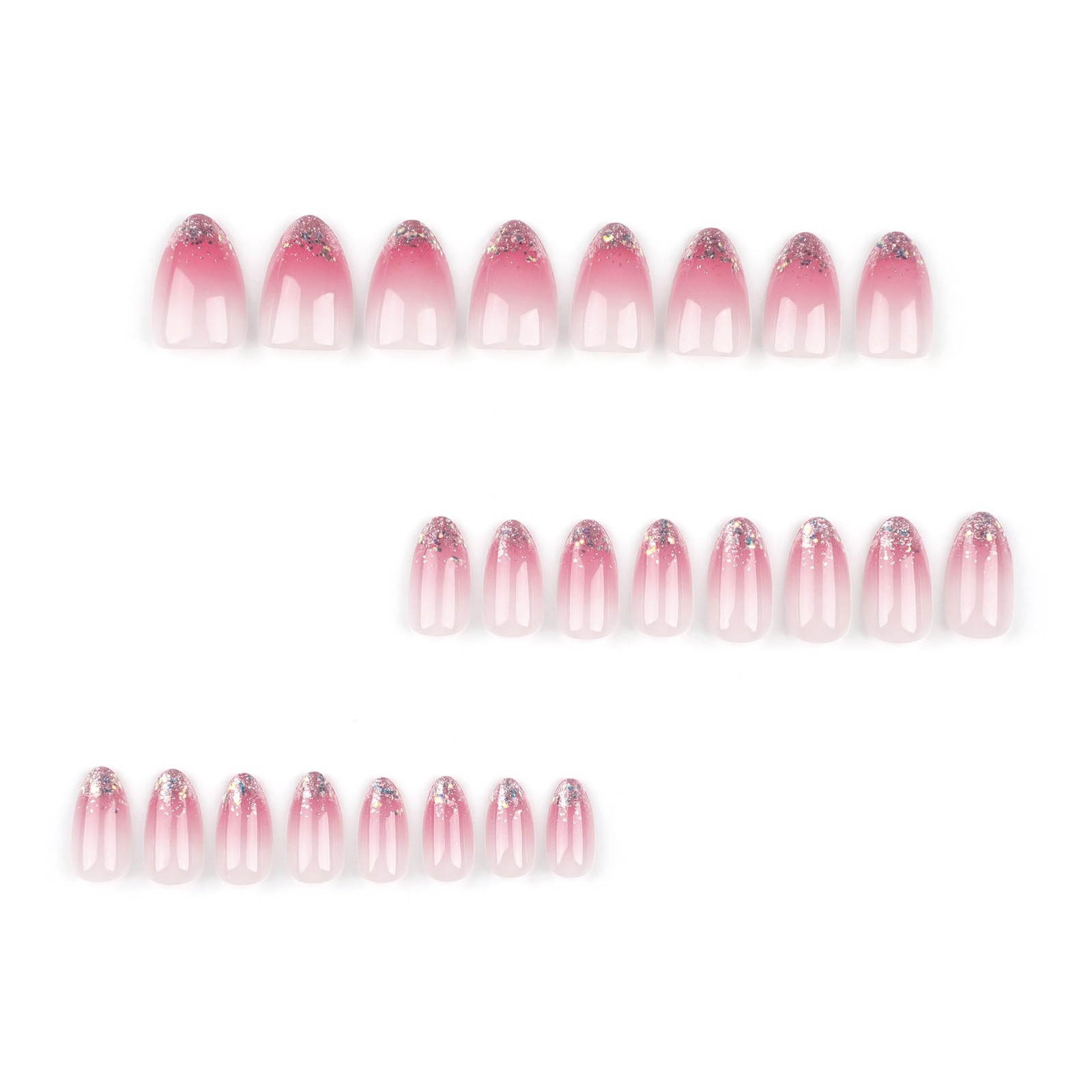 Ombre Pink and White Gradient Press on Nails Short Oval Fake Nails – French T…