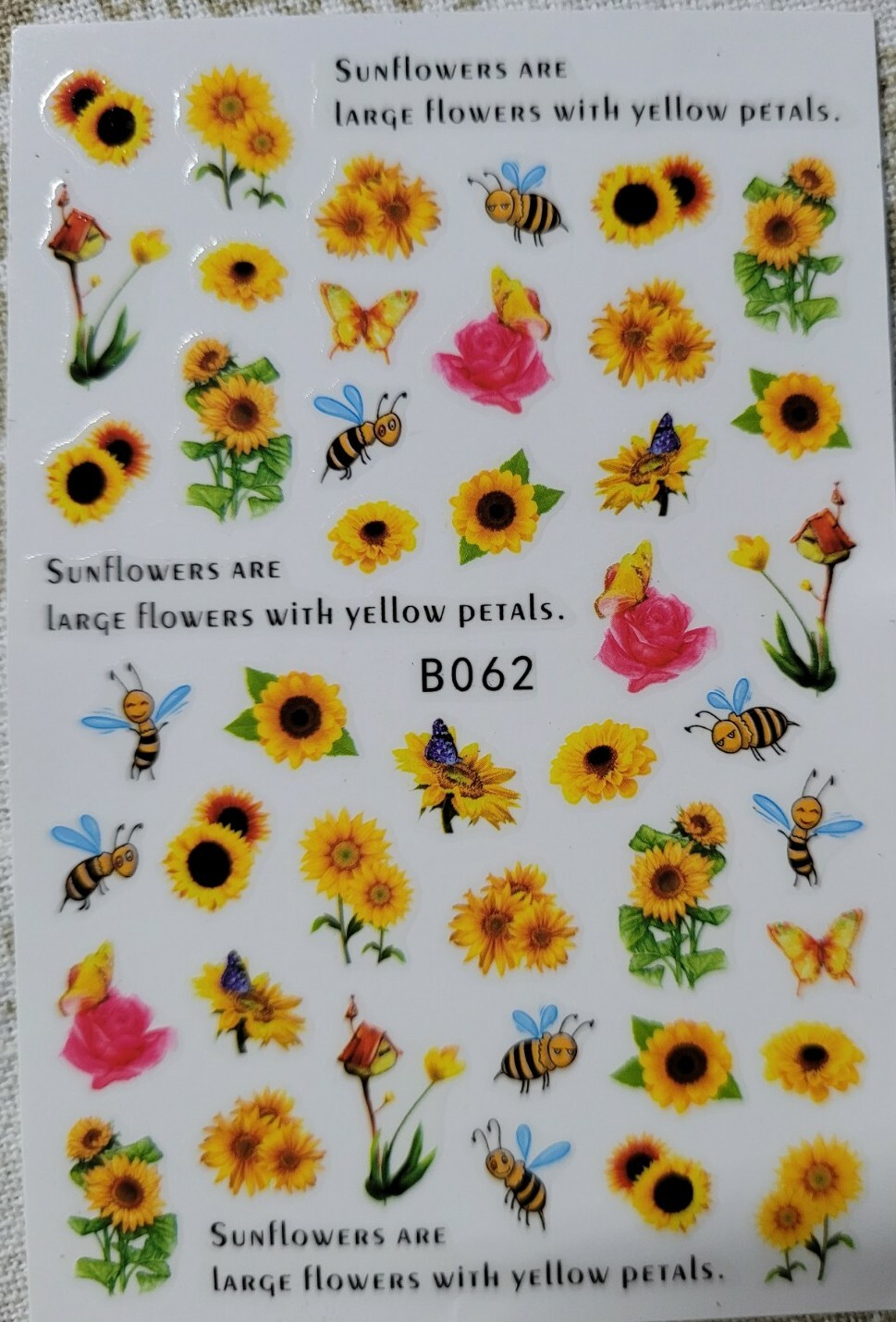 Sunflowers and bees Nail Art Stickers