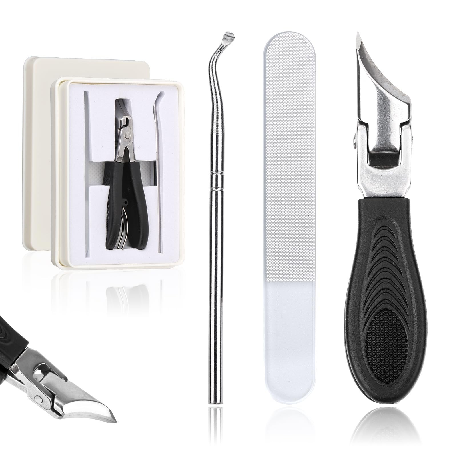 3pcs Eagle Beak Nail Clipper Set, Stainless Steel Slanted Nail Cutter File 3-…