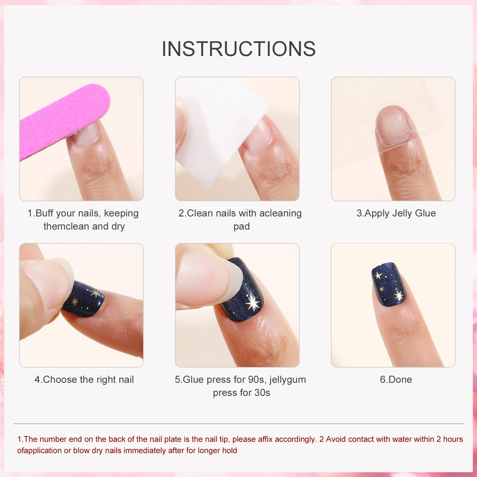 Jellyqueen Press on Nails Short Square Bare pink French