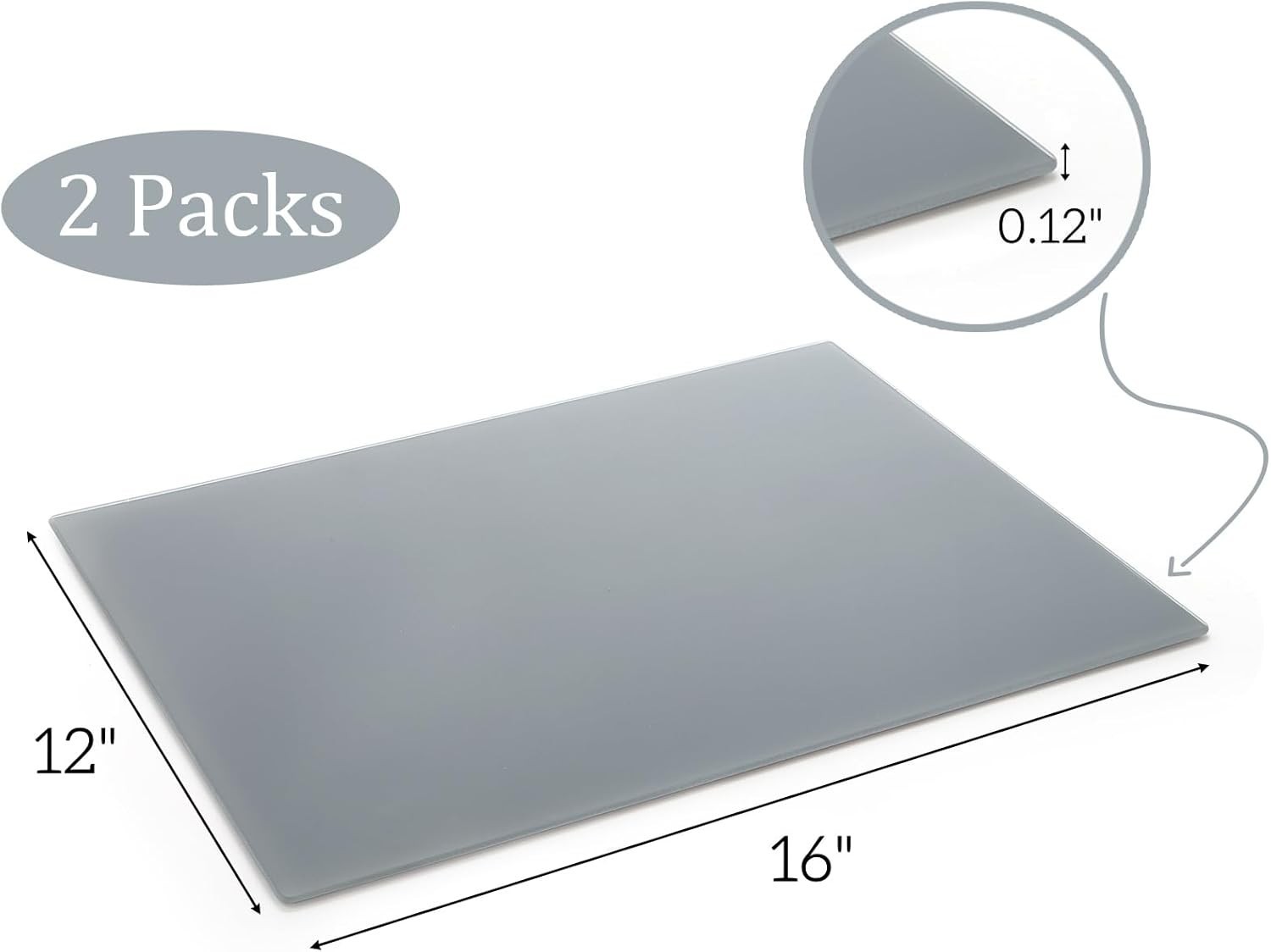 2 Pack Neutral Grey Tempered Glass Palettes, 12″ x 16″ Large Paint Palette, S…