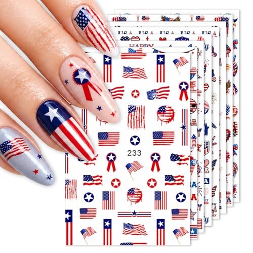 Set of 8 Patriotic 4th of July Nail Stickers