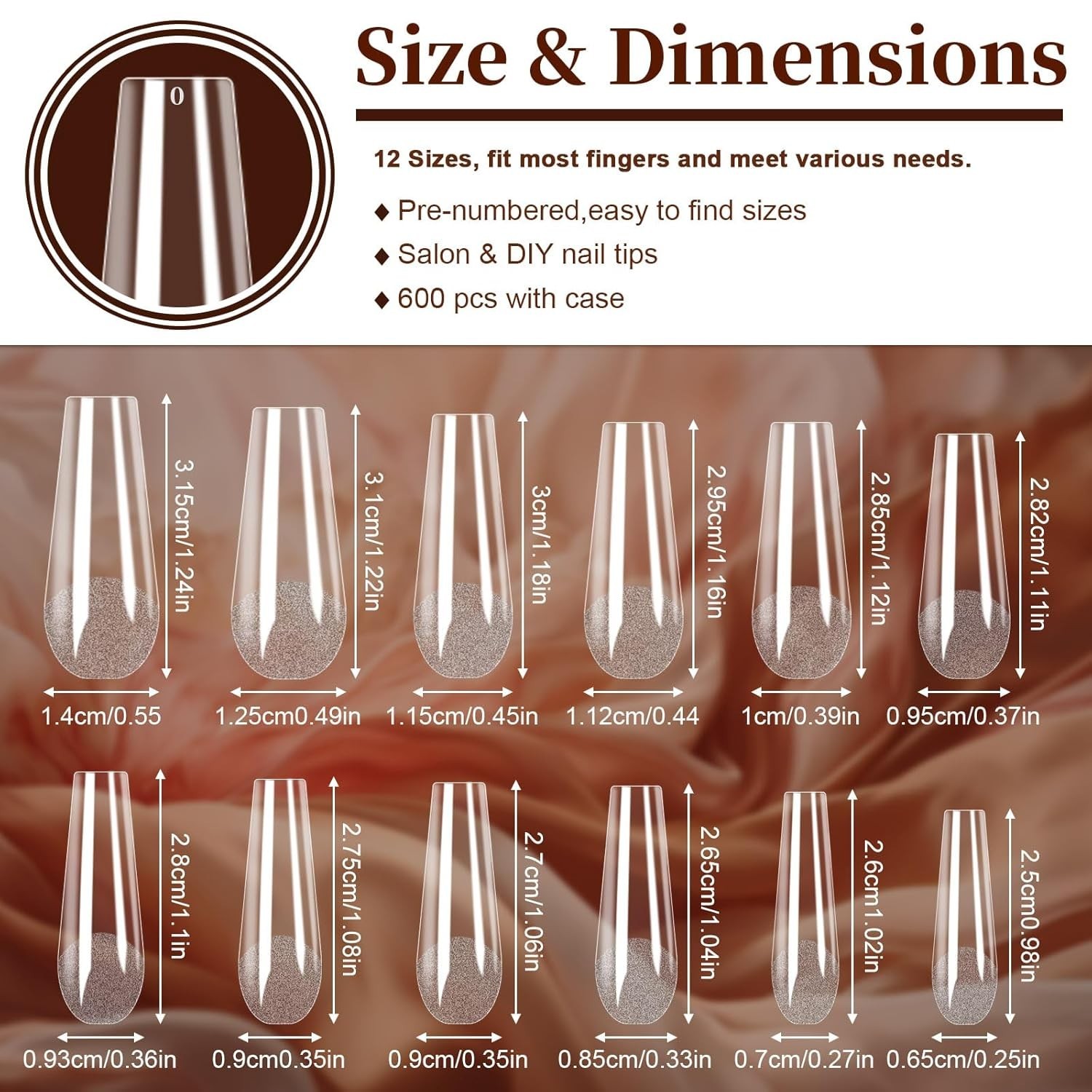 Elegant 600 Pcs Clear Fake Gel Nail Tips – 12 Sizes, Perfect for Every Occasion