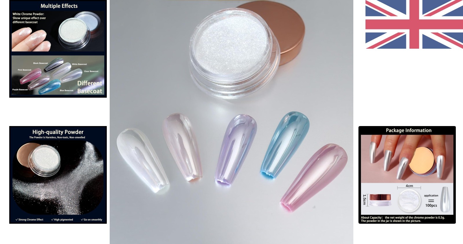 Radiant Unicorn Chrome Powder – Moonlight White for Salon-Quality Nail Creations